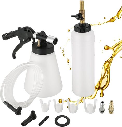 Pneumatic Brake Fluid Bleeder Tool Kit, 1L Vacuum Brake Oil Change Set with Extractor and Refill Bottle, Pneumatic Brake Oil Bleeding Tool with 4 Master Cylinder Adapters 90-120 PSI in Saudi Arabia