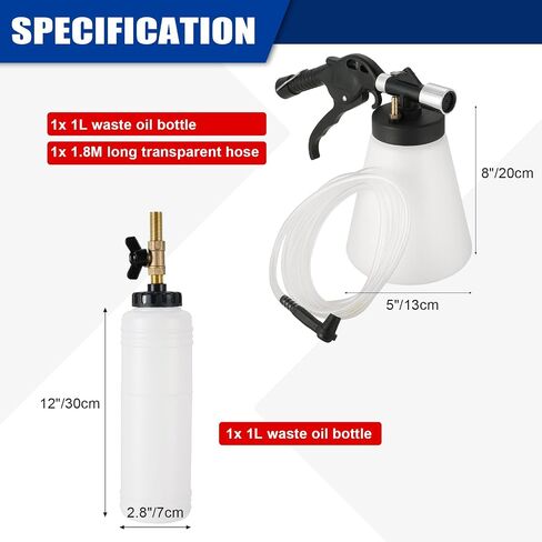 Pneumatic Brake Fluid Bleeder Tool Kit, 1L Vacuum Brake Oil Change Set with Extractor and Refill Bottle, Pneumatic Brake Oil Bleeding Tool with 4 Master Cylinder Adapters 90-120 PSI in Saudi Arabia
