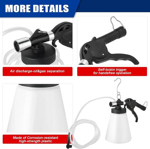 Pneumatic Brake Fluid Bleeder Tool Kit, 1L Vacuum Brake Oil Change Set with Extractor and Refill Bottle, Pneumatic Brake Oil Bleeding Tool with 4 Master Cylinder Adapters 90-120 PSI in Saudi Arabia