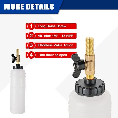 Pneumatic Brake Fluid Bleeder Tool Kit, 1L Vacuum Brake Oil Change Set with Extractor and Refill Bottle, Pneumatic Brake Oil Bleeding Tool with 4 Master Cylinder Adapters 90-120 PSI in Saudi Arabia