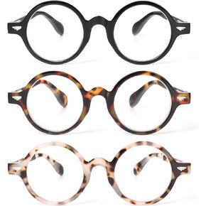 3 Pack Round Reading Glasses for Women Man Fashion Design Stylish with Spring Hinge in Saudi Arabia