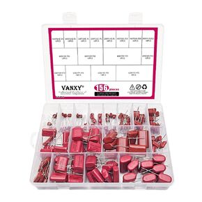 100V 400V 630V CBB VANXY 16Values Total 156Pcs 1NF-3.3UF Metallized Polypropylene Film Capacitors Kits 102J 103J 104J 105J 474J 225J 335J Red in Kuwait