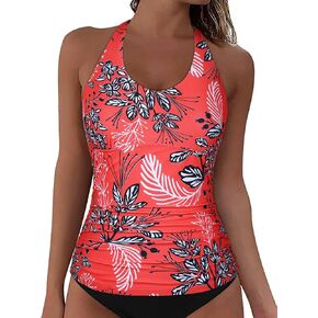 المرأة البطن التحكم Tankini الأعلى فقط قابل للتعديل الرسن الرقبة ملابس السباحة أعلى Ruched عارية الذراعين ثوب السباحة الأعلى in Kuwait