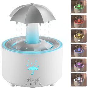 Aesthetic 2-in-1 Humidifier Oil Diffuser with 360° Rotating Raindrop & 7 LED Mood Lights,Ultrasonic Quiet Cool Mist Humidifier for up to 24 Hrs,Ideal Holiday Gifts for Home in Saudi Arabia