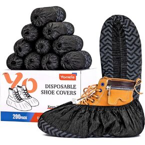 X-Large Shoe Covers Disposable [200-Pack] - Black Non-Woven Fabric Disposable Shoe Covers for Indoors, Fits Men's Size 13 | Durable, Slip-Resistant Boot Covers | Protect Floors, Shoes & Booties in Saudi Arabia
