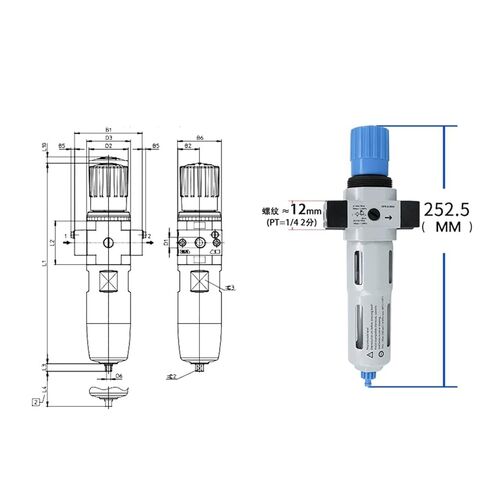 فاصل الزيت عن الماء لتنظيم ضغط ضاغط الهواء LFR-D-5M-MAXI 546468 LFR-D-5M-MIDI546461 in Kuwait