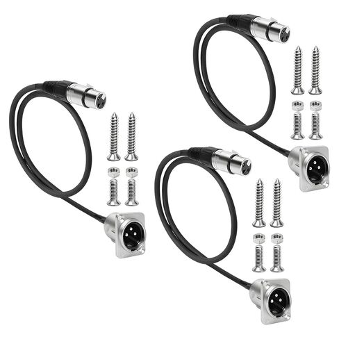 3 قطع XLR تمر من خلال الكابل، 2 قدم بدون لحام XLR لوحة التصحيح تمر من خلال كابل مناسب لصندوق المسرح، لوحة التصحيح وصندوق الأرضية - ذكر إلى أنثى in Kuwait