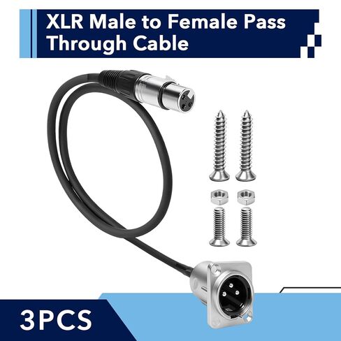 3 قطع XLR تمر من خلال الكابل، 2 قدم بدون لحام XLR لوحة التصحيح تمر من خلال كابل مناسب لصندوق المسرح، لوحة التصحيح وصندوق الأرضية - ذكر إلى أنثى in Kuwait