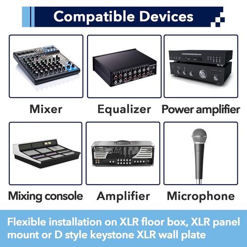 3 قطع XLR تمر من خلال الكابل، 2 قدم بدون لحام XLR لوحة التصحيح تمر من خلال كابل مناسب لصندوق المسرح، لوحة التصحيح وصندوق الأرضية - ذكر إلى أنثى in Kuwait