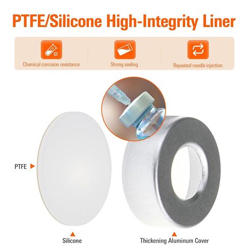سدادة مجعدة من الألومنيوم مقاس 20 مم مع حاجز فارما فيكس، رمادي PTFE/بوتيل لقارورة مساحة الرأس، عبوة من 100 قطعة in Saudi Arabia