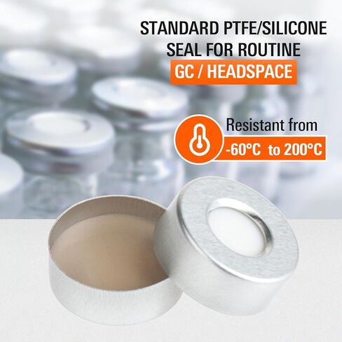 سدادة مجعدة من الألومنيوم مقاس 20 مم مع حاجز فارما فيكس، رمادي PTFE/بوتيل لقارورة مساحة الرأس، عبوة من 100 قطعة in Saudi Arabia