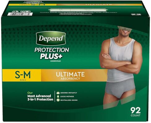 Depend Protection Plus Ultimate Max Absorbency 3-in-1 SureFit Flexible Underwear for Men: S-M in Kuwait