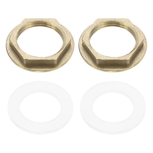 M METERXITY Flange Hex Lock Nut (G 3/4 Inch Female Thread) 2 PCS - Brass Pipe Fitting Locknuts & with Silicone Washer, Apply to Kitchen Sink Plumbing/Bathroom Basin in Saudi Arabia