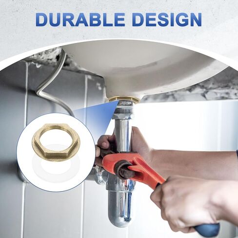 M METERXITY Flange Hex Lock Nut (G 3/4 Inch Female Thread) 2 PCS - Brass Pipe Fitting Locknuts & with Silicone Washer, Apply to Kitchen Sink Plumbing/Bathroom Basin in Saudi Arabia