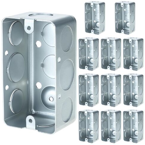 QWORK Electrical Box 12-Pack, 4x2 Inch Outlet Box,13 Cubic Inches, Ten 1/2 Inch Knockouts Electrical Box,1-7/8" Deep, Galvanized Steel in Saudi Arabia