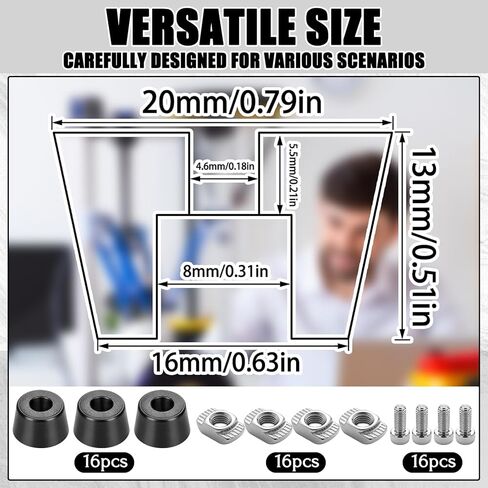 16 Sets Anti Vibration Rubber Feet for 2020 Aluminum Extrusion Profile, 3D Printer Damper Feet Pads with M4 T-Nuts and Screws Shock Absorbing Landing Mat in Saudi Arabia