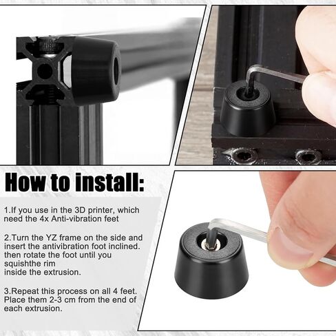 16 Sets Anti Vibration Rubber Feet for 2020 Aluminum Extrusion Profile, 3D Printer Damper Feet Pads with M4 T-Nuts and Screws Shock Absorbing Landing Mat in Saudi Arabia