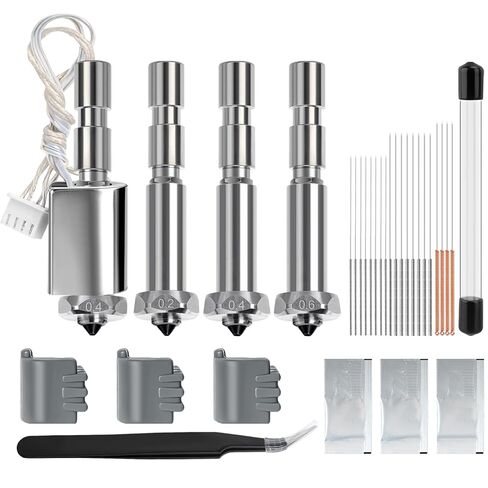 47pcs Kobra 3 Max Hotend Kit, Including 0.4MM Integrated Hardened Steel Nozzles, 6 Detachable Nozzles 0.2/0.4/0.6mm, Cleaning Needles, Extruder Print Head Kit for Anycubic Kobra 3 Max 3D Printer in Saudi Arabia