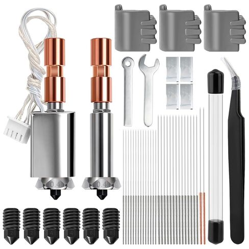 47pcs Kobra 3 Max Hotend Kit, Including 0.4MM Integrated Hardened Steel Nozzles, 6 Detachable Nozzles 0.2/0.4/0.6mm, Cleaning Needles, Extruder Print Head Kit for Anycubic Kobra 3 Max 3D Printer in Saudi Arabia