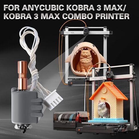 47pcs Kobra 3 Max Hotend Kit, Including 0.4MM Integrated Hardened Steel Nozzles, 6 Detachable Nozzles 0.2/0.4/0.6mm, Cleaning Needles, Extruder Print Head Kit for Anycubic Kobra 3 Max 3D Printer in Saudi Arabia