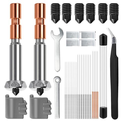 47pcs Kobra 3 Max Hotend Kit, Including 0.4MM Integrated Hardened Steel Nozzles, 6 Detachable Nozzles 0.2/0.4/0.6mm, Cleaning Needles, Extruder Print Head Kit for Anycubic Kobra 3 Max 3D Printer in Saudi Arabia