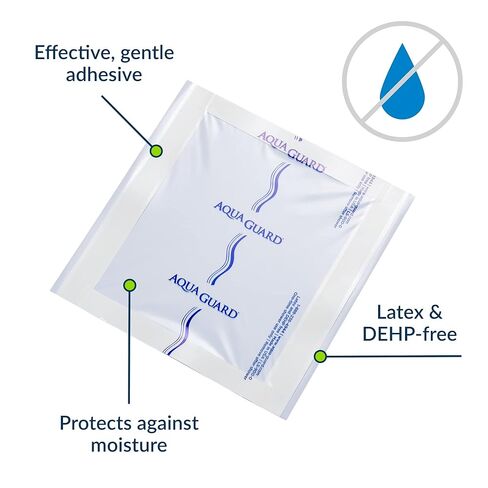 TIDI 50015-PKG AquaGuard Sheet – 9" x 9" – (Area of Coverage: 7" x 7.5") – Shower Protection Sheet – Self-Adhesive Moisture Barrier – Wound Cover for Showering – 7 Sheets – Home Medical Supplies in Saudi Arabia