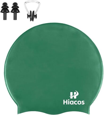 Extra Large Silicone Swim Cap for Long Hair, Adult Waterproof Swimming Cap for Women Men, Keeps Hair Dry in Pool-Evergreen in Saudi Arabia
