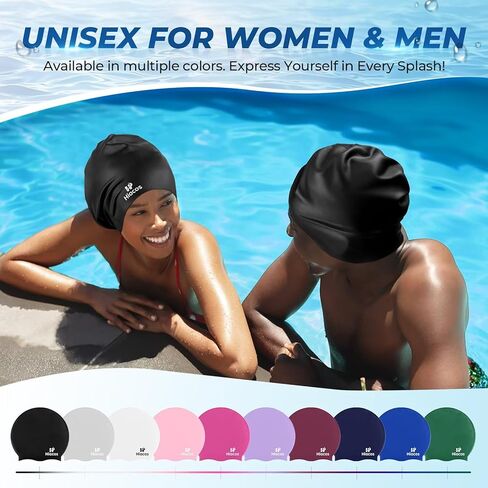Extra Large Silicone Swim Cap for Long Hair, Adult Waterproof Swimming Cap for Women Men, Keeps Hair Dry in Pool-Evergreen in Saudi Arabia