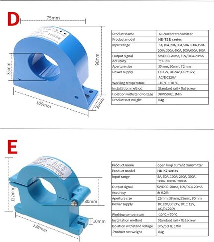 محول التيار المتردد AC220V AC DC 4-20ma 600v محول التيار 0-10v الجهد إلى عزل الإشارة الحالية 0-1000A(0-1000A DC، 20mm) in Kuwait