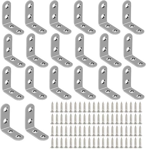 20 Pieces L Bracket Corner Brace Stainless Steel 40*40*16mm Right Angle Bracket Corner with 80pcs Screws for Wood Furniture in Saudi Arabia