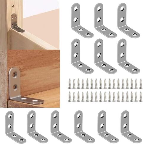 20 Pieces L Bracket Corner Brace Stainless Steel 40*40*16mm Right Angle Bracket Corner with 80pcs Screws for Wood Furniture in Saudi Arabia