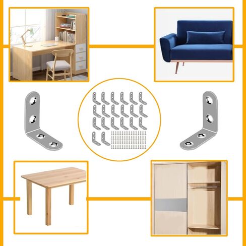 20 Pieces L Bracket Corner Brace Stainless Steel 40*40*16mm Right Angle Bracket Corner with 80pcs Screws for Wood Furniture in Saudi Arabia