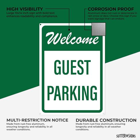 Welcome Guest Parking Sign | Visitor Parking Sign for Outside | Rust Free Aluminum, 10" x 14" in Saudi Arabia