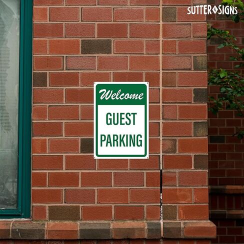 Welcome Guest Parking Sign | Visitor Parking Sign for Outside | Rust Free Aluminum, 10" x 14" in Saudi Arabia