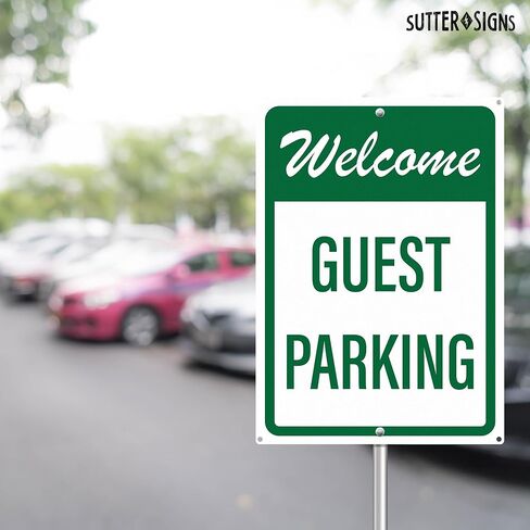 Welcome Guest Parking Sign | Visitor Parking Sign for Outside | Rust Free Aluminum, 10" x 14" in Saudi Arabia