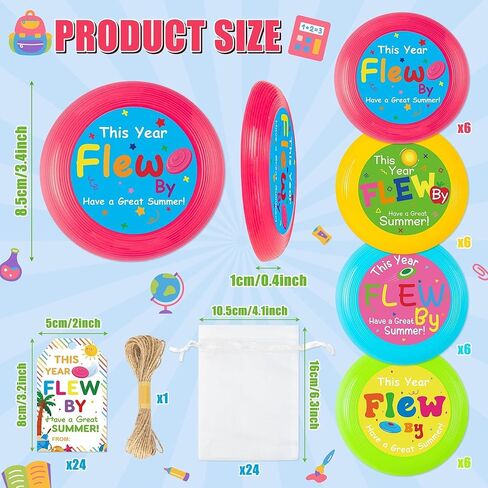 ANGOLIO End of The Year Student Gifts - 73Pcs Flying Discs Bulk Small Flying Disks Flyer with Cards for Kids, Outdoor Lawn Playing Game for Discs Students Children Teaching School Beach Summer Party in Saudi Arabia