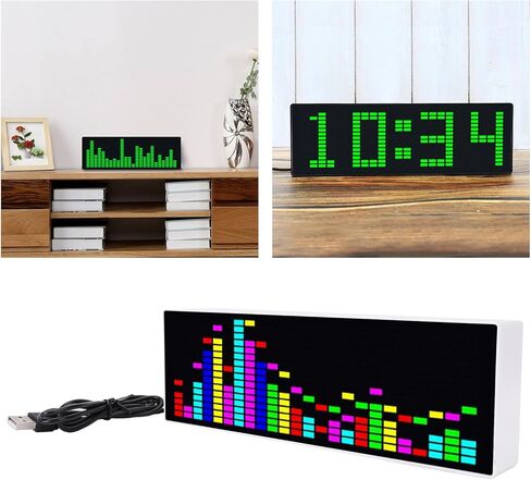 384 LEDs Music Spectrum Display, Audio Spectrum Analyzer Delivering 84 Dynamic Effects, Voice Controlled Rhythm Light with Electronic Clock Function in Saudi Arabia