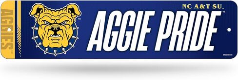 Rico Industries NCAA North Carolina A&T Aggies "Aggie Pride" لافتة شارع معدنية مقاس 4 بوصة × 15 بوصة ديكور منزلي - غرفة النوم - المكتب - كهف الرجل in Saudi Arabia