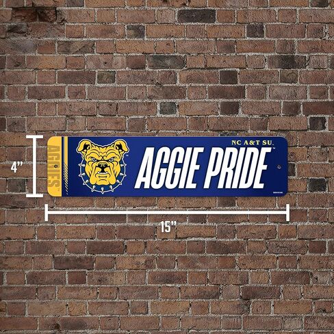 Rico Industries NCAA North Carolina A&T Aggies "Aggie Pride" لافتة شارع معدنية مقاس 4 بوصة × 15 بوصة ديكور منزلي - غرفة النوم - المكتب - كهف الرجل in Saudi Arabia