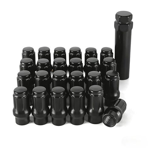 24pcs M12x1.5 Extended Lug Nuts, 12mmx1.5 Spline Lug Nuts, Black Closed End Lug Nut with Socket Key, Replacement for 1995-2013 Tacoma, 2007-2013 FJ Cruiser Aftermarket Wheels in Saudi Arabia