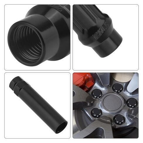 24pcs M12x1.5 Extended Lug Nuts, 12mmx1.5 Spline Lug Nuts, Black Closed End Lug Nut with Socket Key, Replacement for 1995-2013 Tacoma, 2007-2013 FJ Cruiser Aftermarket Wheels in Saudi Arabia