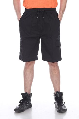 TanBridge Men’s Solid Cotton Cargo Short with Pockets Knee Length Lightweight Casual Work Outdoor in Kuwait