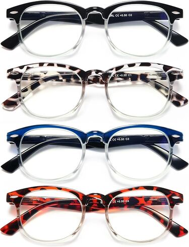 نظارات قراءة دائرية من EYEURL للنساء مكونة من 4 قطع نظارات قراءة أنيقة تحجب الضوء الأزرق وقارئات دائرية كلاسيكية in Kuwait