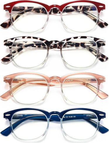 نظارات قراءة دائرية من EYEURL للنساء مكونة من 4 قطع نظارات قراءة أنيقة تحجب الضوء الأزرق وقارئات دائرية كلاسيكية in Kuwait