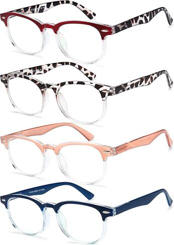 نظارات قراءة دائرية من EYEURL للنساء مكونة من 4 قطع نظارات قراءة أنيقة تحجب الضوء الأزرق وقارئات دائرية كلاسيكية in Kuwait