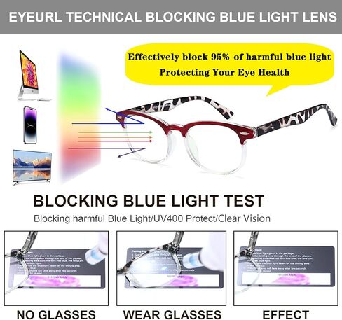 نظارات قراءة دائرية من EYEURL للنساء مكونة من 4 قطع نظارات قراءة أنيقة تحجب الضوء الأزرق وقارئات دائرية كلاسيكية in Kuwait