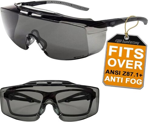 نظارات أمان HTS HUNTERSKY ANSI Z87.1+ مضادة للضباب تناسب أكثر من النظارات حتى 1.88 بوصة نظارات OTG واقية من الأشعة فوق البنفسجية بنسبة 100% in Kuwait