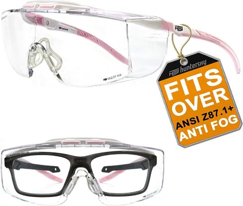 نظارات أمان HTS HUNTERSKY ANSI Z87.1+ مضادة للضباب تناسب أكثر من النظارات حتى 1.88 بوصة نظارات OTG واقية من الأشعة فوق البنفسجية بنسبة 100% in Kuwait