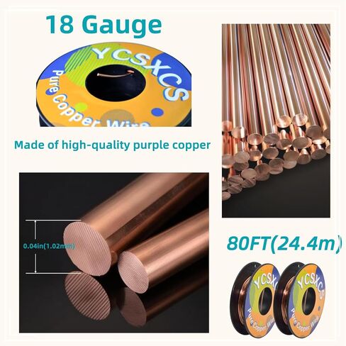 80 Feet 18 Gauge 99.9% Pure Soft Copper Wire for Electroculture Gardening, 2 Rolls Bare Soft Copper Wire – Ideal for Plant Growth, Science Projects, DIY Crafts, and Jewelry Making in Saudi Arabia
