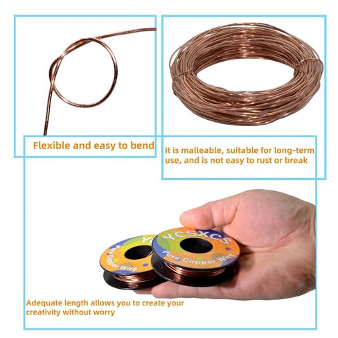 80 Feet 18 Gauge 99.9% Pure Soft Copper Wire for Electroculture Gardening, 2 Rolls Bare Soft Copper Wire – Ideal for Plant Growth, Science Projects, DIY Crafts, and Jewelry Making in Saudi Arabia